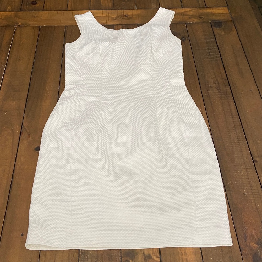 Vintage french Renato Nucci White Waffle Georgette Sheath Dress Size 42  sz 8-10